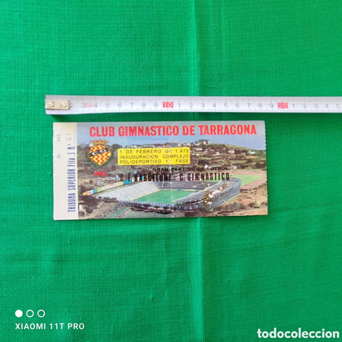 Colecionismo: Entrada f&uacute;tbol club Gimn&aacute;stico de Tarragona 1972.