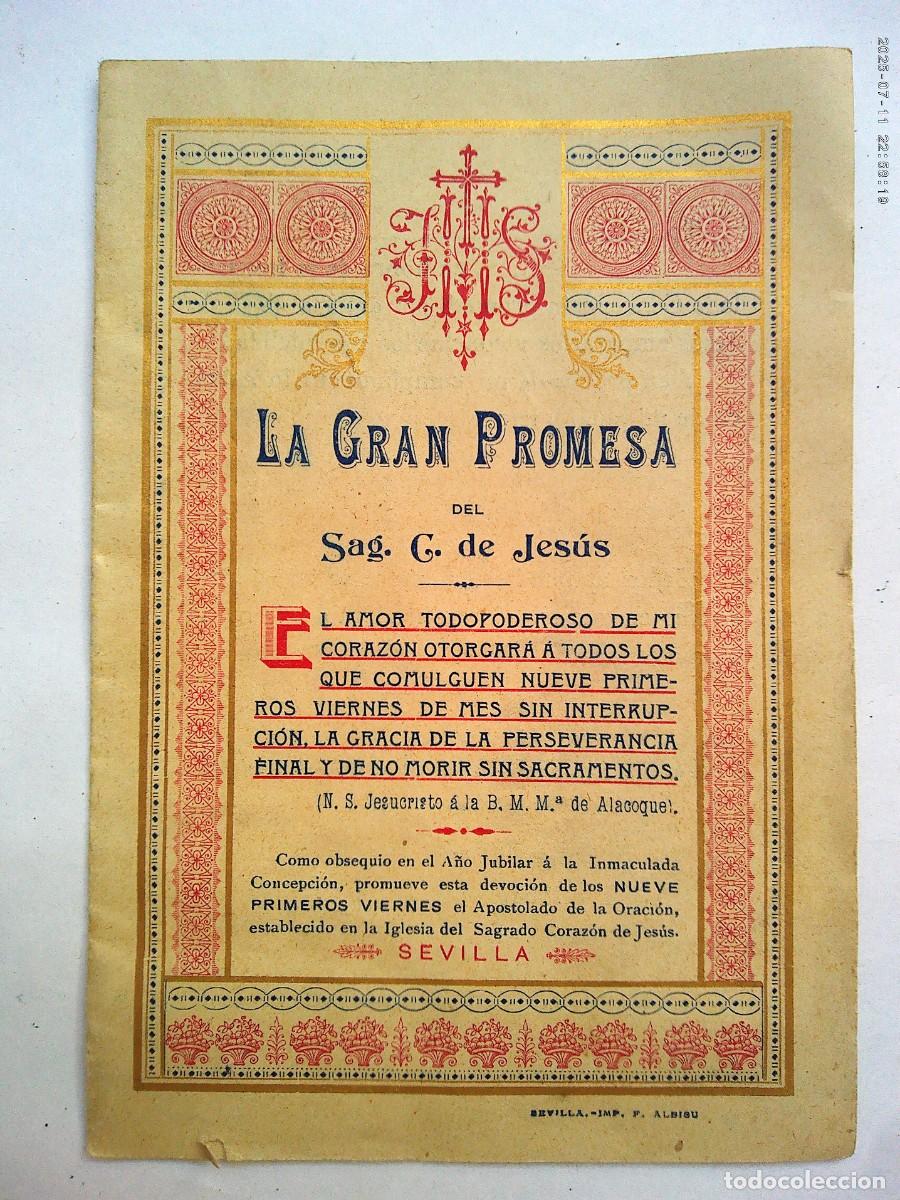 Coleccionismo: LA GRAN PROMESA DEL SAGRADO CORAZON DE JESUS : CARNET 9 PRIMEROS VIERNES , SEVILLA 1904
