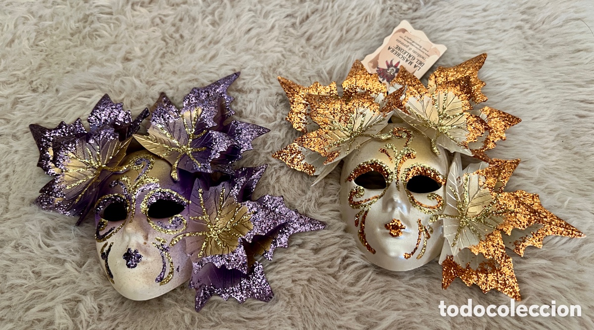 Coleccionismo: Pareja minimascaras venecianas La Maschera del Galeone