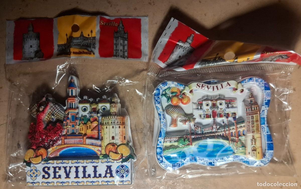 Coleccionismo: 2 imanes de nevera de ceramica . Ciudad de sevilla