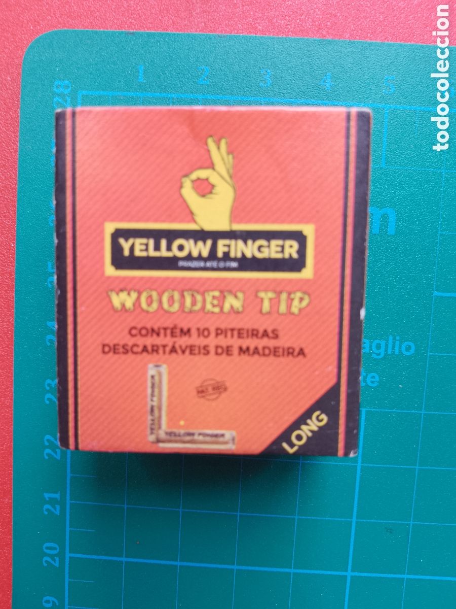 Coleccionismo: Yellow Finger . Wooden tip . Caja Boquillas de madera .