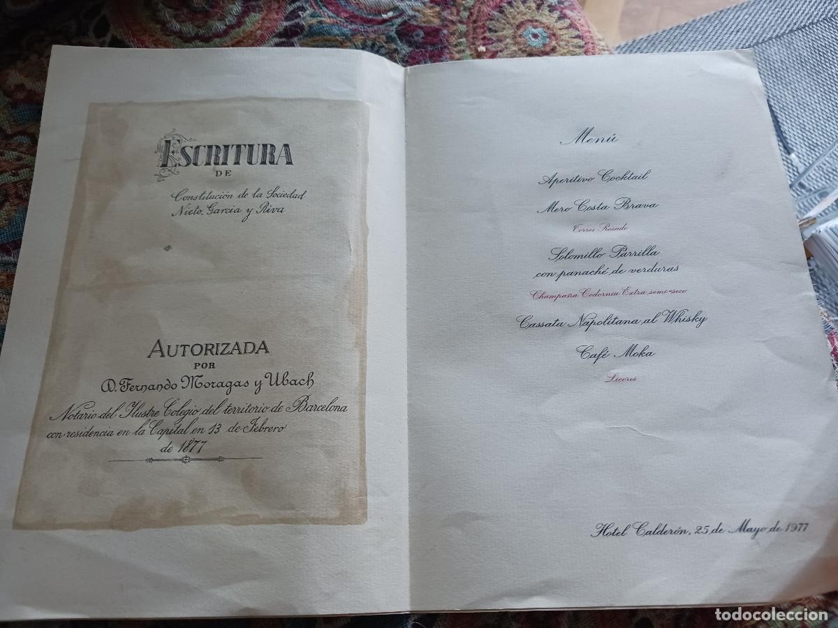 Coleccionismo: desplegable, menu celebracion de la sociedad nieto garcia y riva, hotel calderon 1977