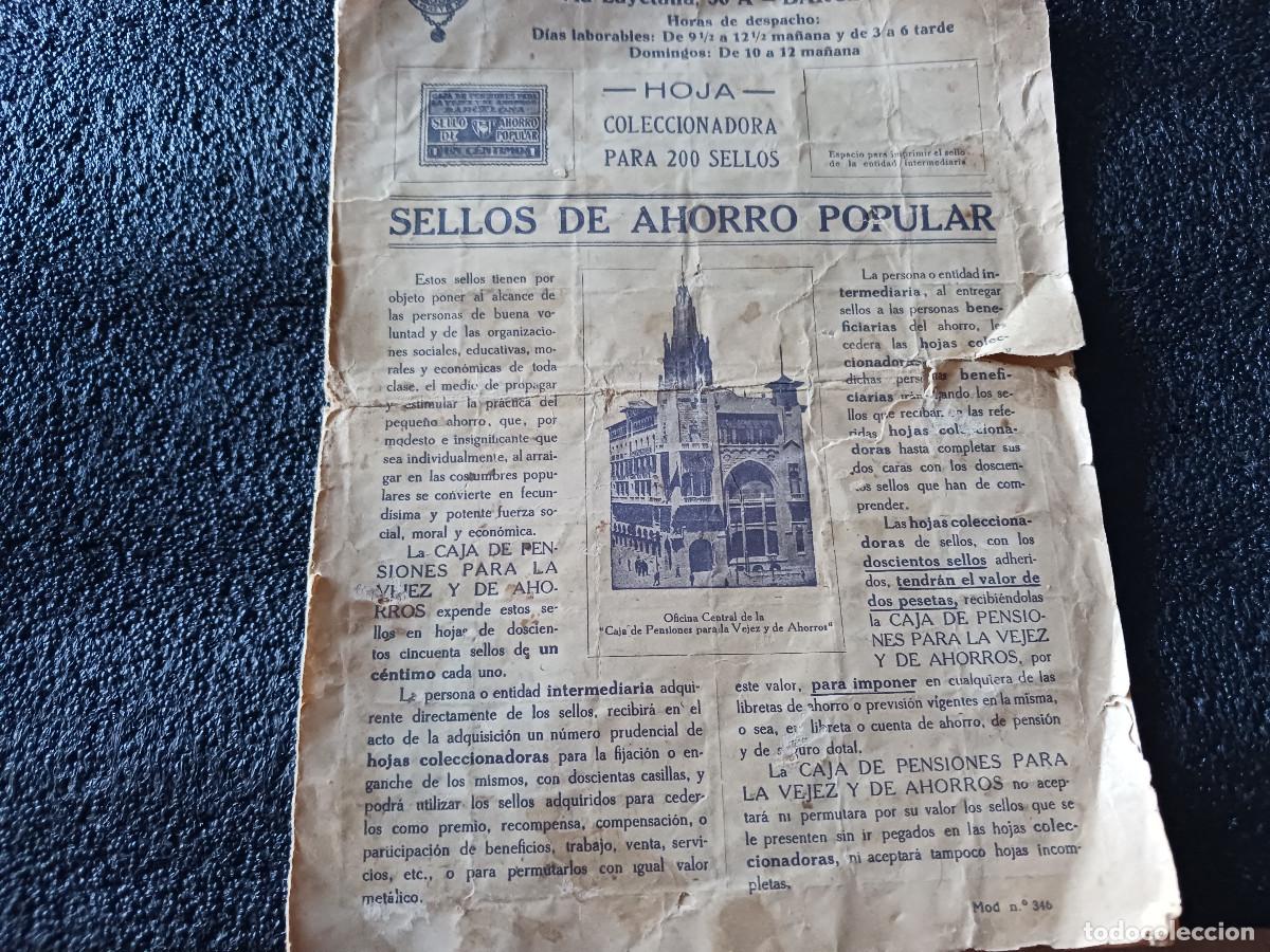 Coleccionismo: Hoja coleccionable, Ahorro Popular Sucursal via layetana Caja de Pensiones para la Vejez