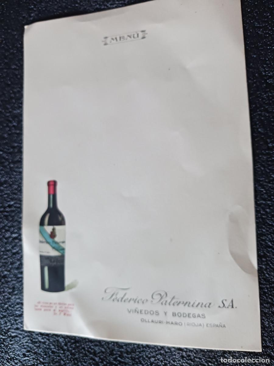Sammelleidenschaft Papier: hoja de menu en blanco de bodegas FEDERICO PATERNINA S.A. - VINO