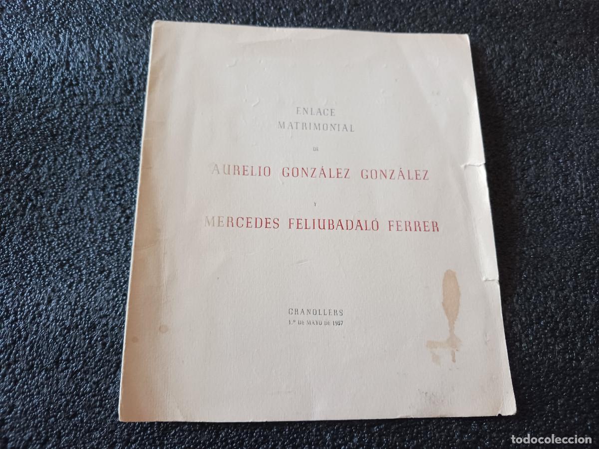 Collectionnisme: diptico, menu de enlace matrimonial, hotel europa de granollers 1957
