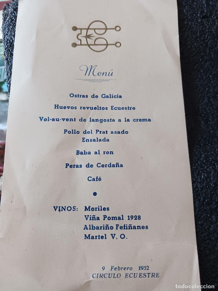 Collectionnisme: MENU DEL RESTAURANTE CIRCULO ECUESTRE 1952