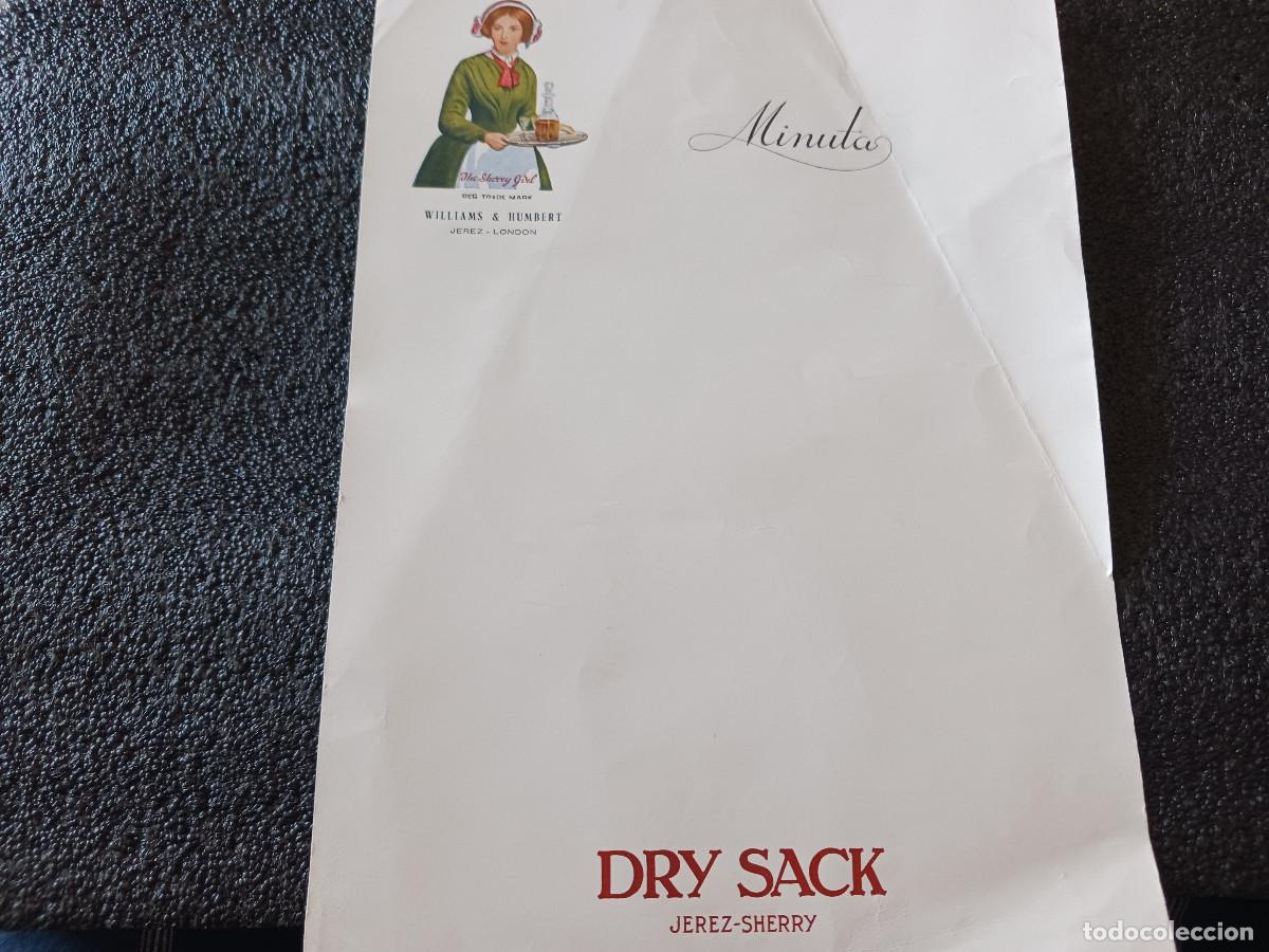 Coleccionismo: MINUTA EN BLANCO DE DRY SACK, JEREZ GRAFICO