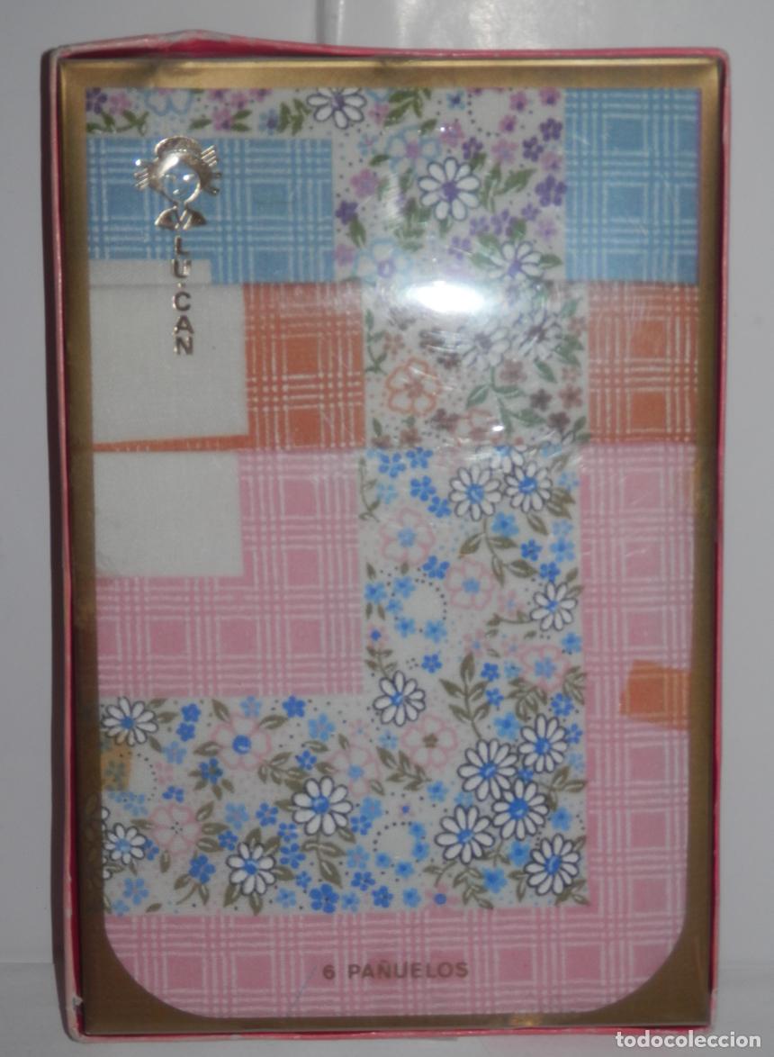 Coleccionismo: CAJA CN 6 PA&Ntilde;UELOS VINTAGE DE LA MARCA LU.CAN