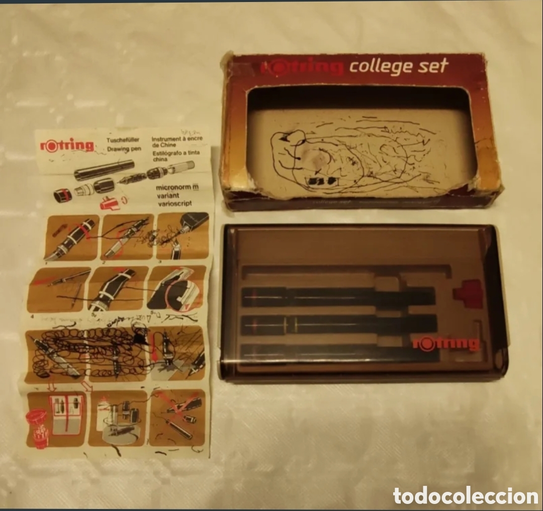 Coleccionismo: Estuche Rotring College Set y comp&aacute;s Rotring