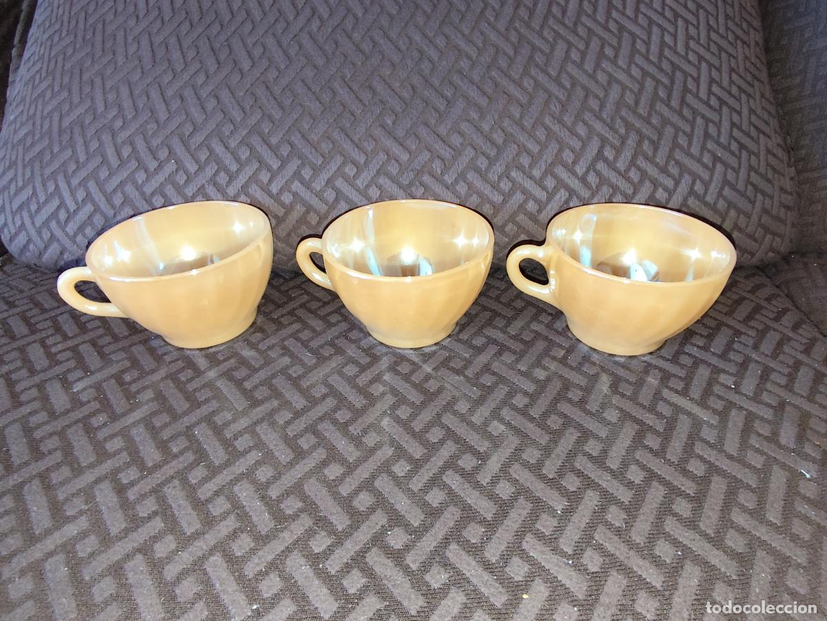 Coleccionismo: Lote 3 Tazas para el Juego de Caf&eacute; de Opalina Anaranjada Anchor Hocking