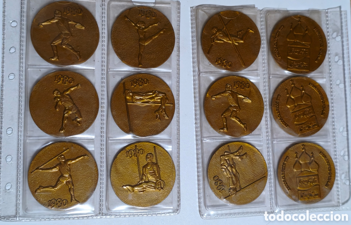 Coleccionismo: Colecci&oacute;n medallas Coca-Cola Juegos Ol&iacute;mpicos 1980 - Lote 12 unidades