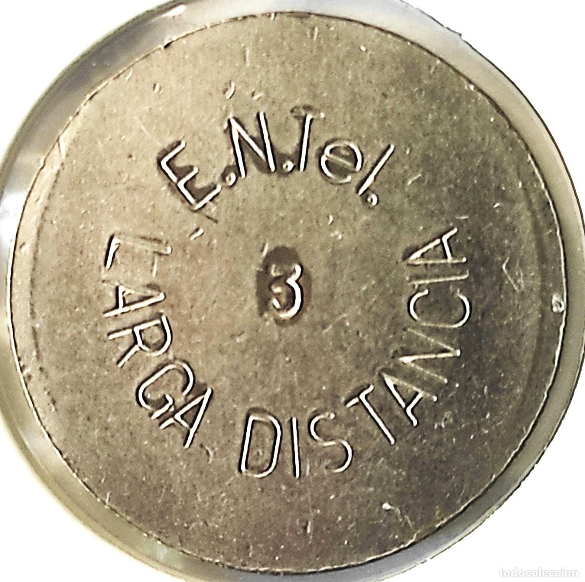 Coleccionismo: ARGENTINA (1948-1990) - FICHA TELEFONICA - ENTEL-3-LARGA DISTANCIA - C - 5,50 GR. LAT&Oacute;N CROMADO