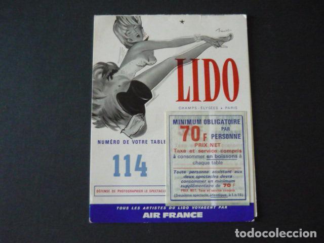 Coleccionismo: PARIS CABARET LIDO TARJETA DE MESA
