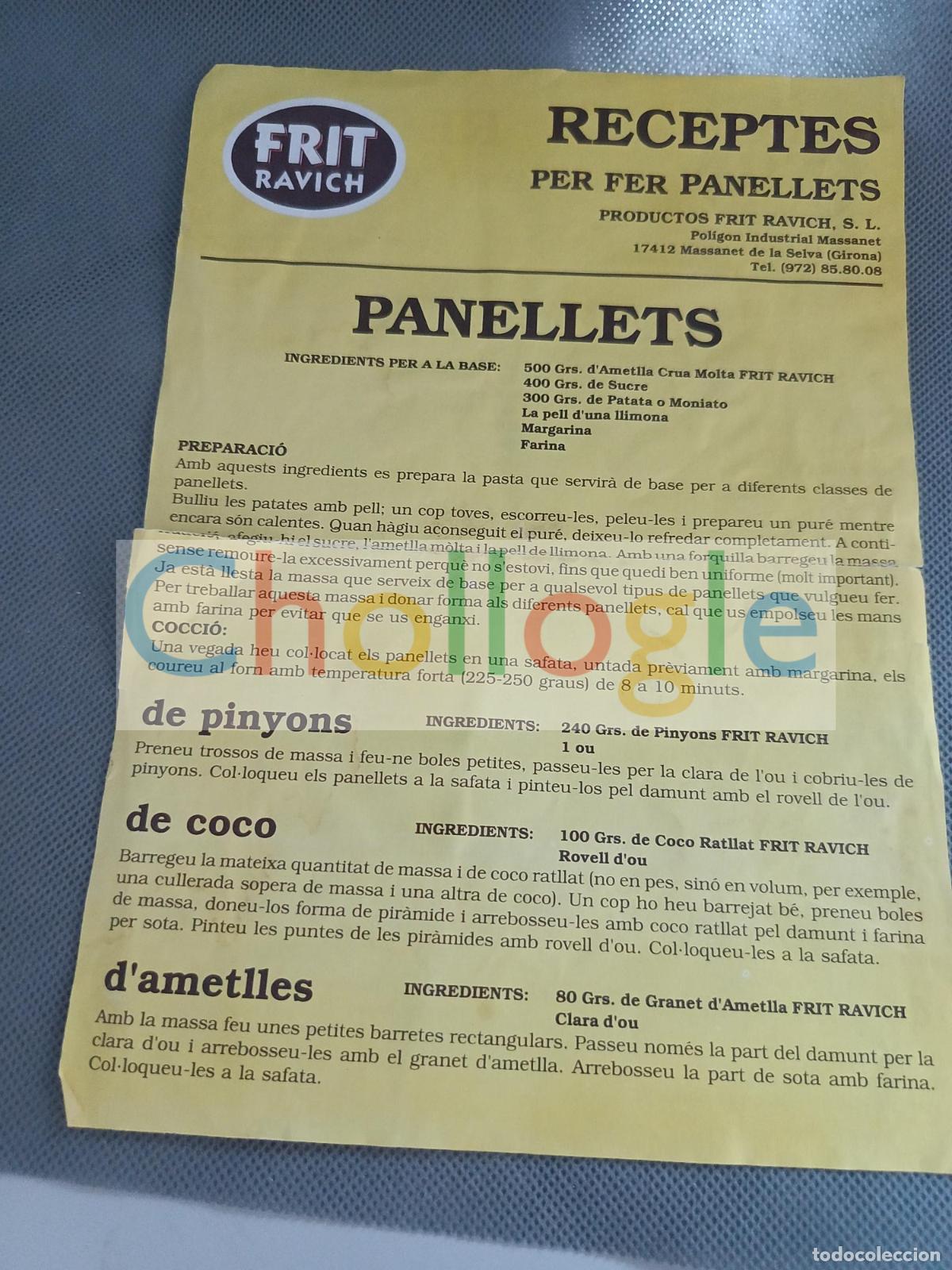 Coleccionismo: Frit Ravich recpetes panellets