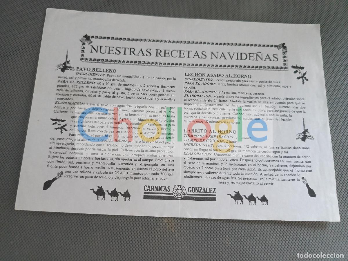 Coleccionismo: Carnicas Gonzalez recetas navide&ntilde;as