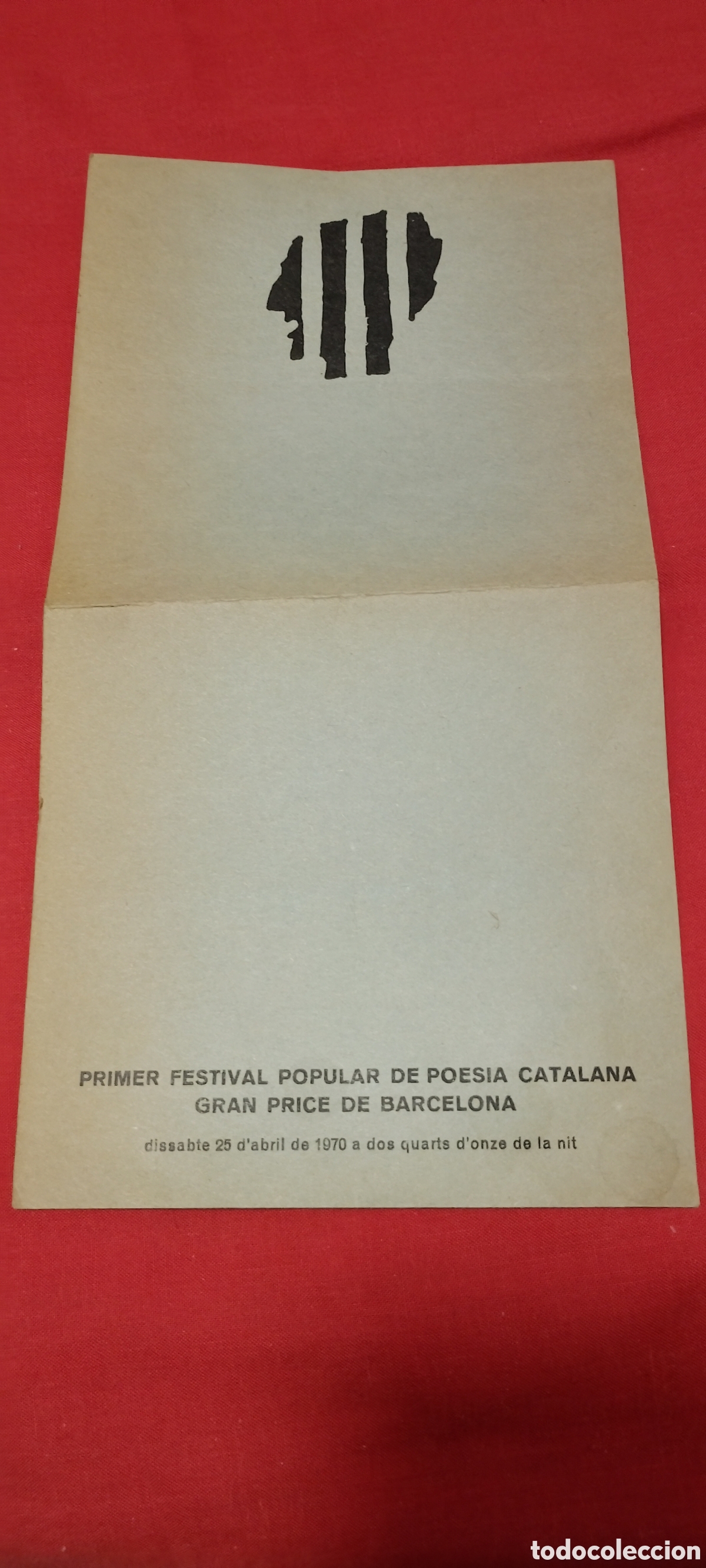Coleccionismo: Tr&iacute;ptico del programa original, primer festival popular de poes&iacute;a catalana en el gran price