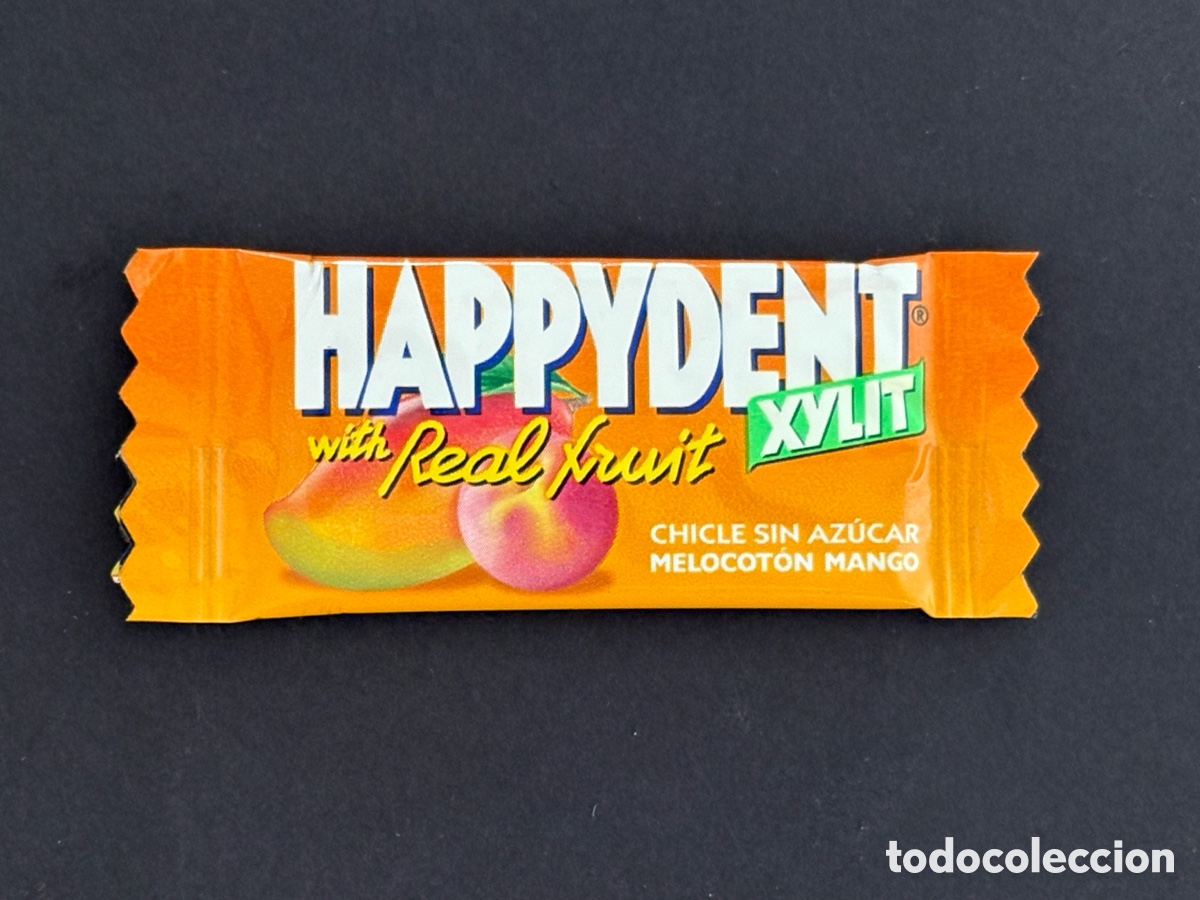 Coleccionismo: Chicle Happydent Xylit Real Fruit Melocot&oacute;n-Mango Totalmente Intacto y Cerrado!. Antiguo . MUY RARO