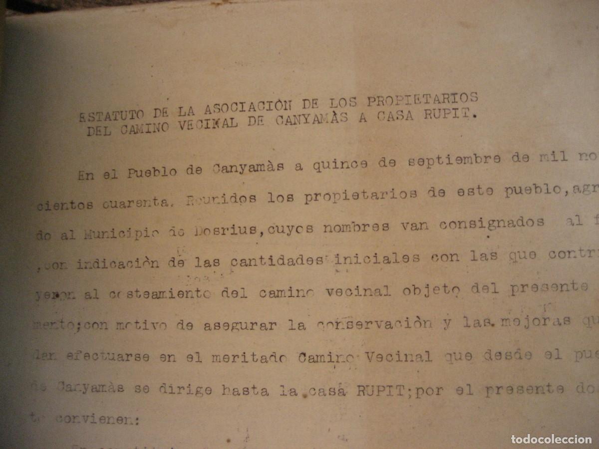 Coleccionismo: antiguos estatutos asociaci&oacute;n de propietarios camino vecinal de Cayamas a casa Rupit 1940 Dosrius
