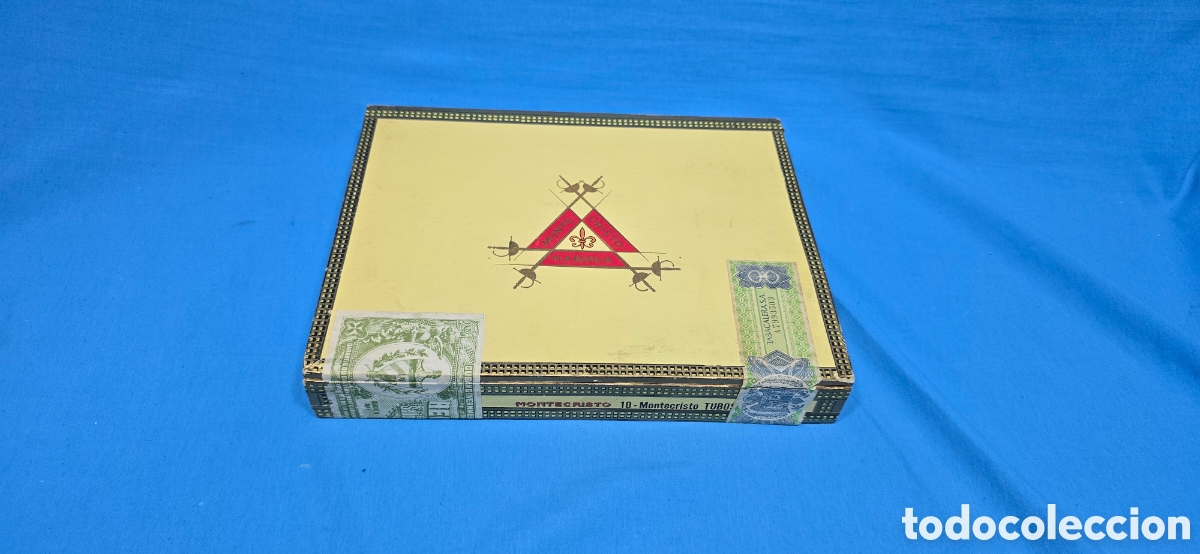 Coleccionismo: ANTIGUA CAJA DE PUROS MONTECRISTO 10 TUBOS ABIERTA CON 9 UNIDADES. MUY BUEN ESTADO.
