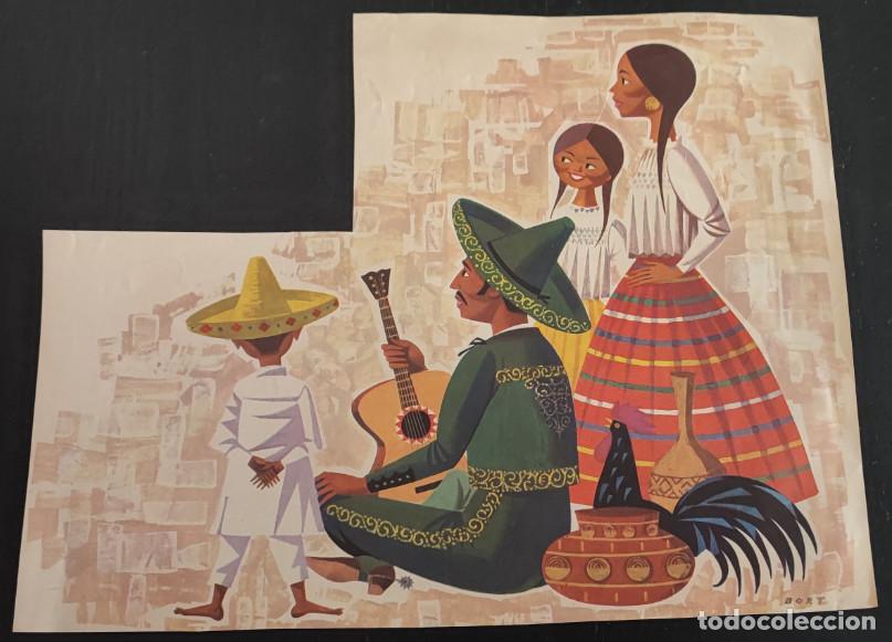 Coleccionismo: ANTIGUA HOJA O LAMINA, FAMILIA MEJICANA, DIBUJO DE BORT