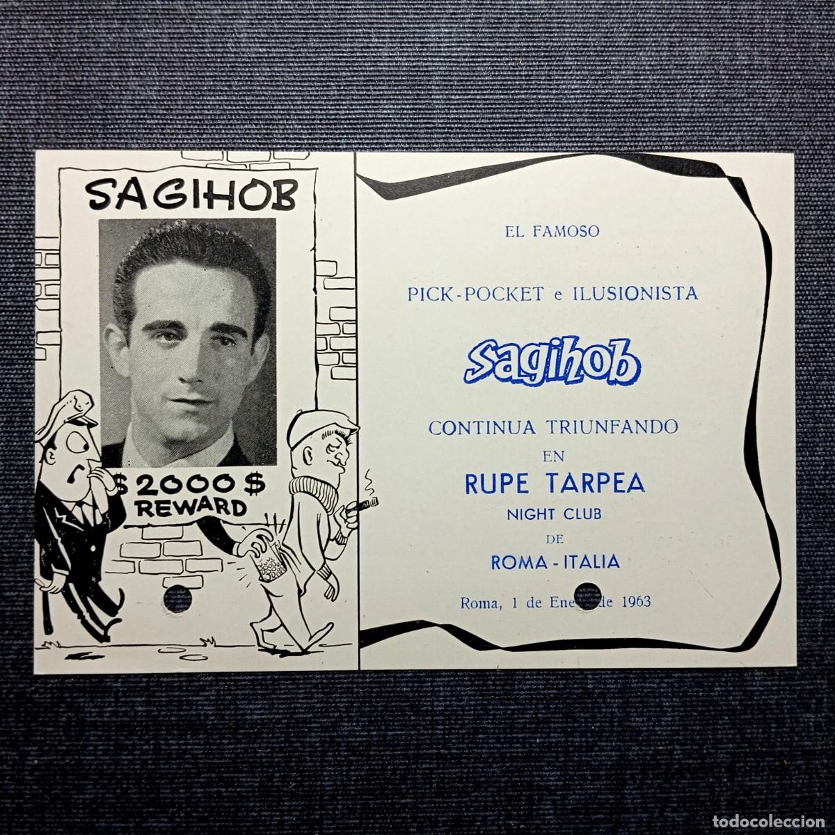 Coleccionismo: ⚜️ &Ntilde;09X04. Genial Tarjeta Mago SAGIHOB 1963 Pick-pocket Roma Ilusionismo Archivo Cabrinety 'Richman'