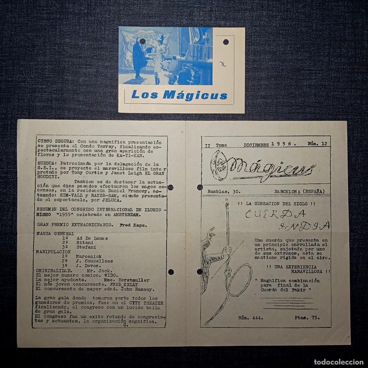Coleccionismo: ⚜️ &Ntilde;09X05. Bolet&iacute;n M&aacute;gico Magicus 1956 Fred Kaps + Calendario Ilusionismo Archivo Cabrinety Richman