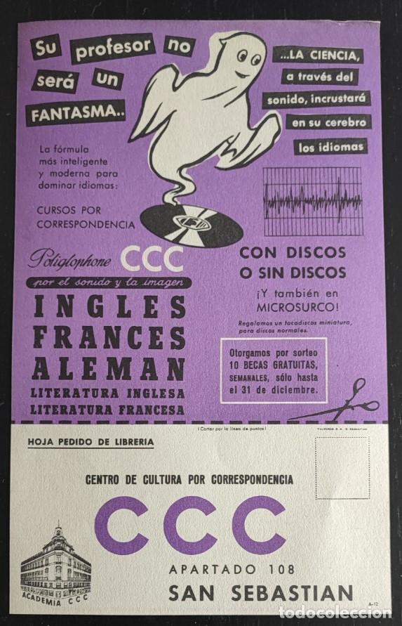 Coleccionismo: PUBLICIDAD DE CCC, PPIOS A&Ntilde;OS 50, BUEN ESTADO