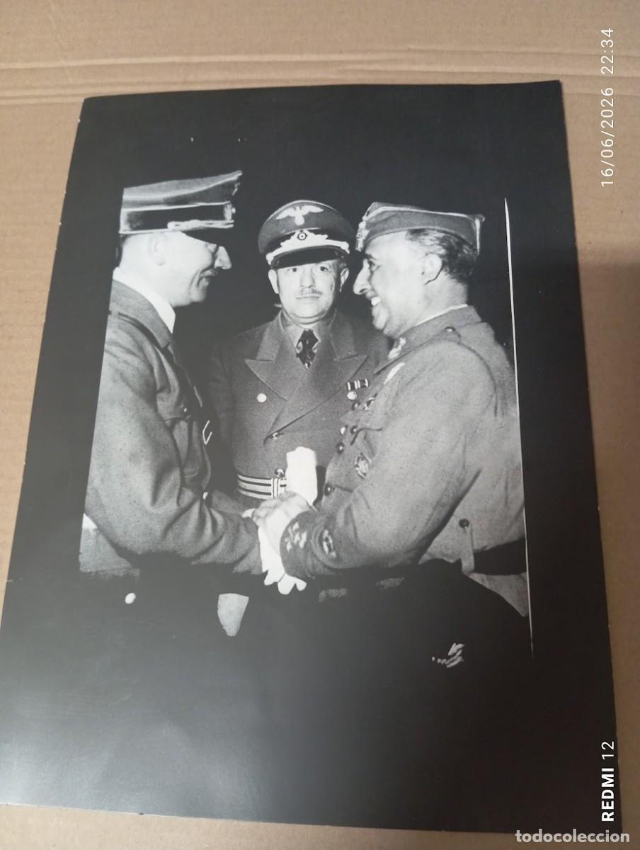 Coleccionismo: LAMINA GRANDE FRANCO Y HITLER EN HENDAYA