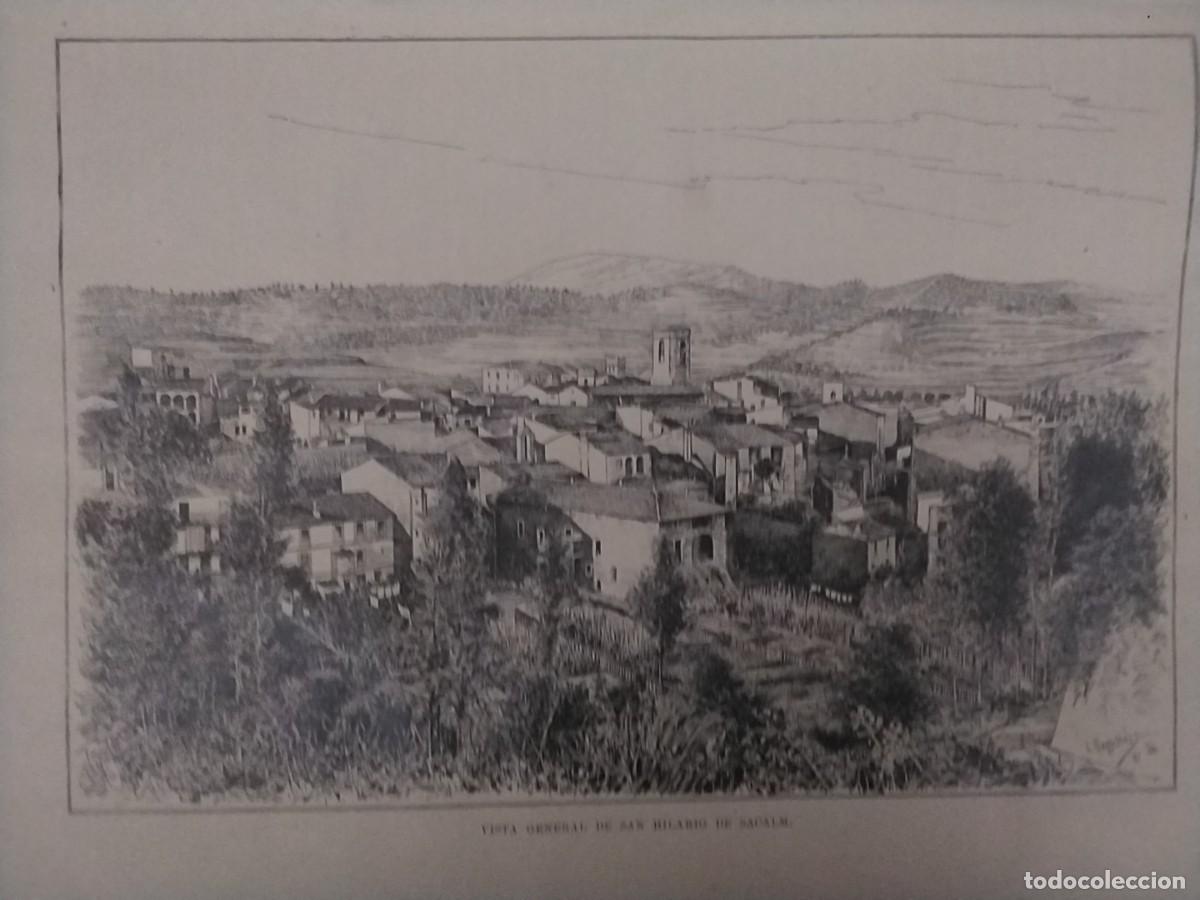 Coleccionismo: VISTA GENERAL DE SAN HILARIO DE SACALM SANT HILARI SACALM HOJA A&Ntilde;O 1891