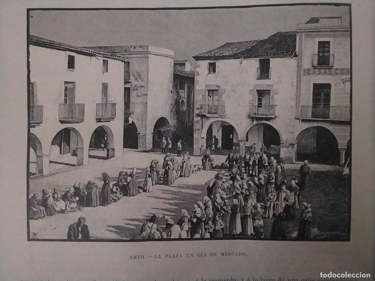 Coleccionismo: LA PLAZA EN UN DIA DE MERCADO / UN DETALLE DE LA FERIA DE GANADO AMER HOJA A&Ntilde;O 1891