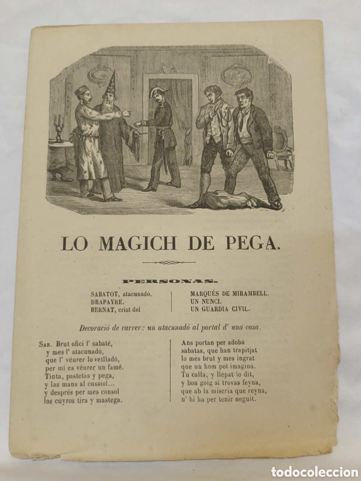Coleccionismo: PLIEGO DE CORDEL - ROMANCE - LO MAGICH DE PEGA - A&Ntilde;O 1878 - 16 X 22 CM