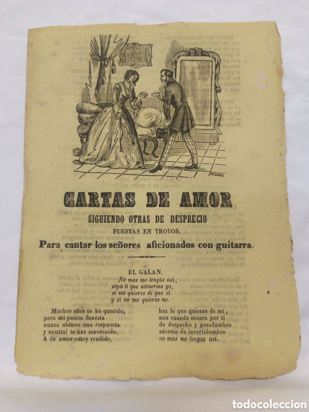 Coleccionismo: PLIEGO DE CORDEL - ROMANCE - CARTAS DE AMOR - A&Ntilde;O 1867 - 16 X 21 CM