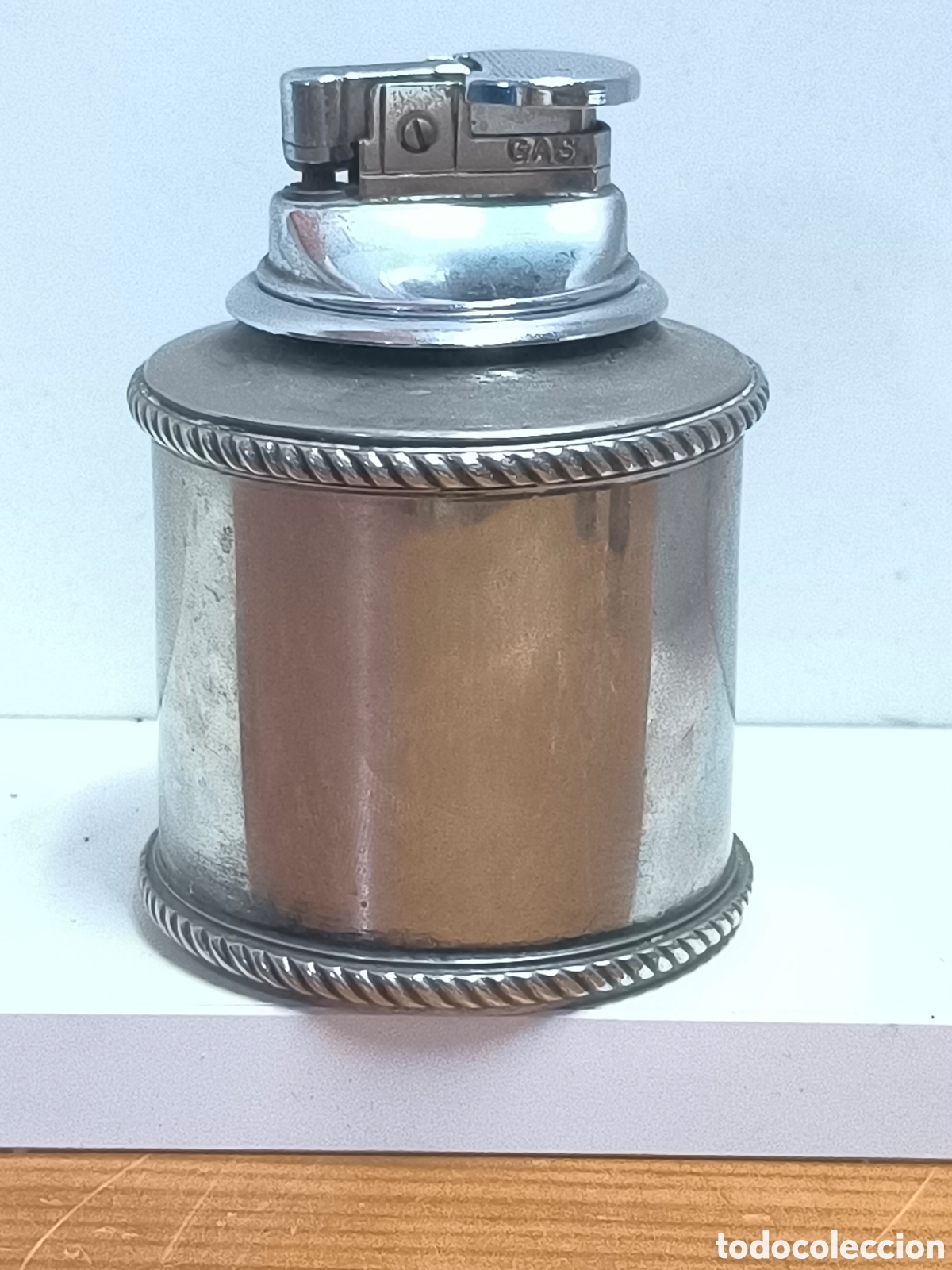 Coleccionismo: Mechero de sobremesa gas alpaca sin testear vintage