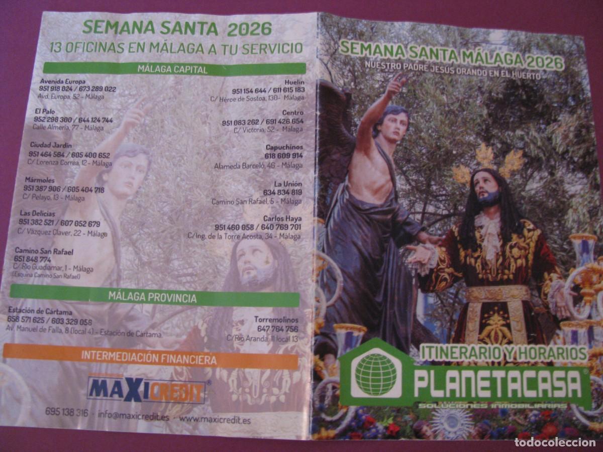 Coleccionismo: HORARIOS E ITINERARIOS DE LA SEMANA SANTA M&Aacute;LAGA 2026