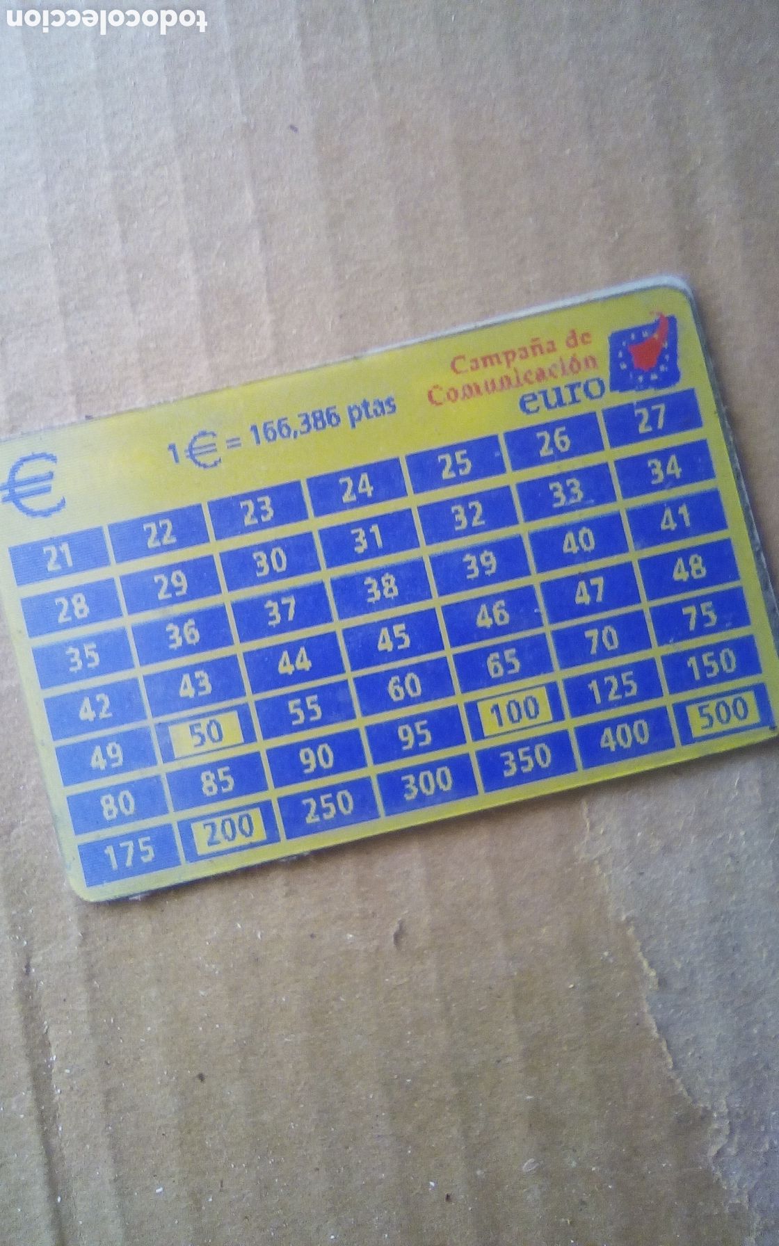 Coleccionismo: Tarjeta conversor pesetas-euros, euros-pesetas. Euro Mineco.