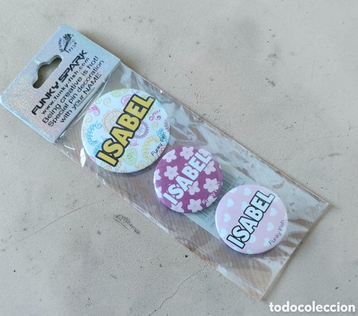 Coleccionismo: :::: AA57 - LOTE DE TRES CHAPAS CON NOMBRE - ISABEL