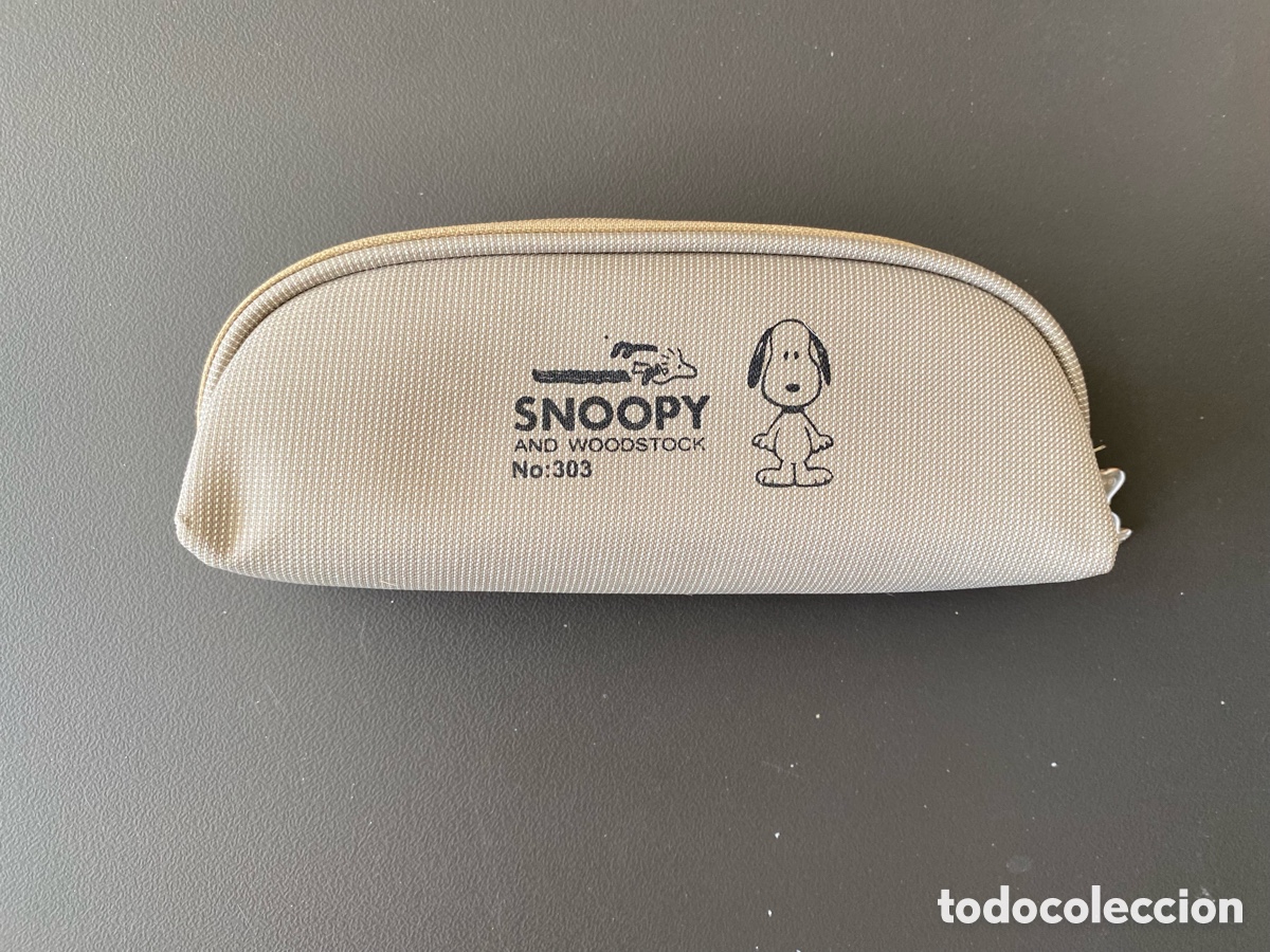 Coleccionismo: ANTIGUO ESTUCHE PORTATODO LONA - SNOOPY AND WOODSTOCK - MOD. 303 - CREMALLERA FIGURA MET&Aacute;LICA