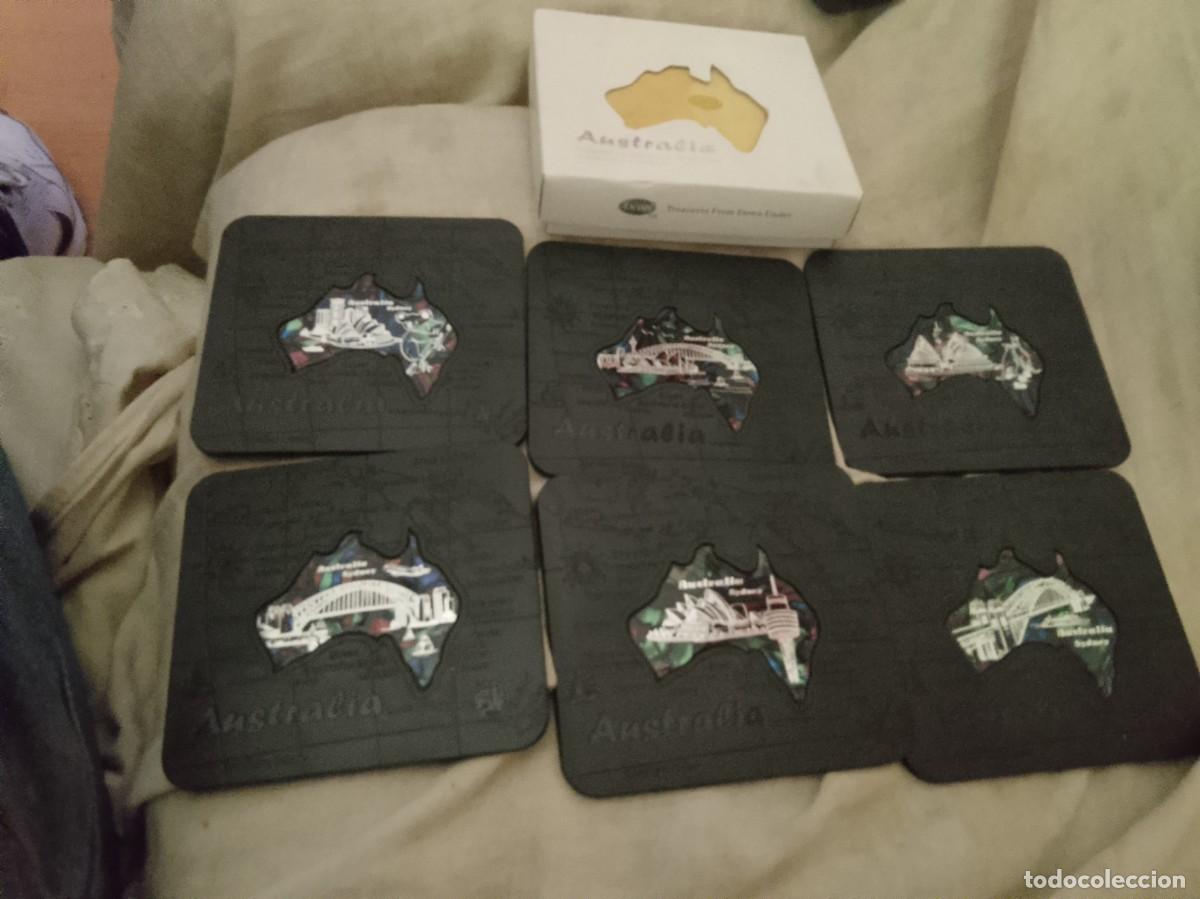 Coleccionismo: Juego de 6 posavasos de recuerdo de Australia Sidney,con caja.