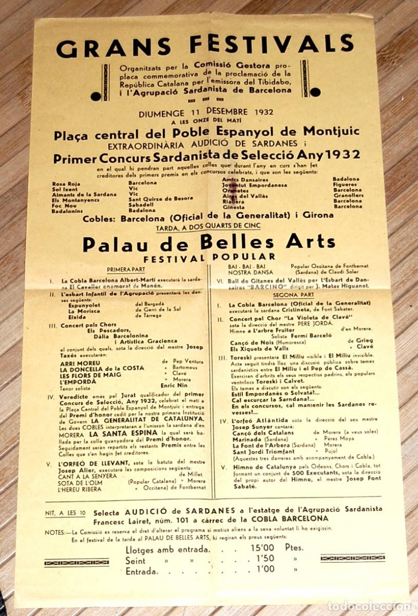 Coleccionismo: PROGRAMA DE FESTIVAL SARDANISTA DE 1932