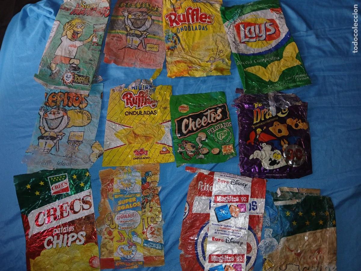 Coleccionismo: Antiguo envoltorio paquete patatas matutano travesa crecs a&ntilde;os 90 diferentes 2,5&euro; unidad drakis,etc