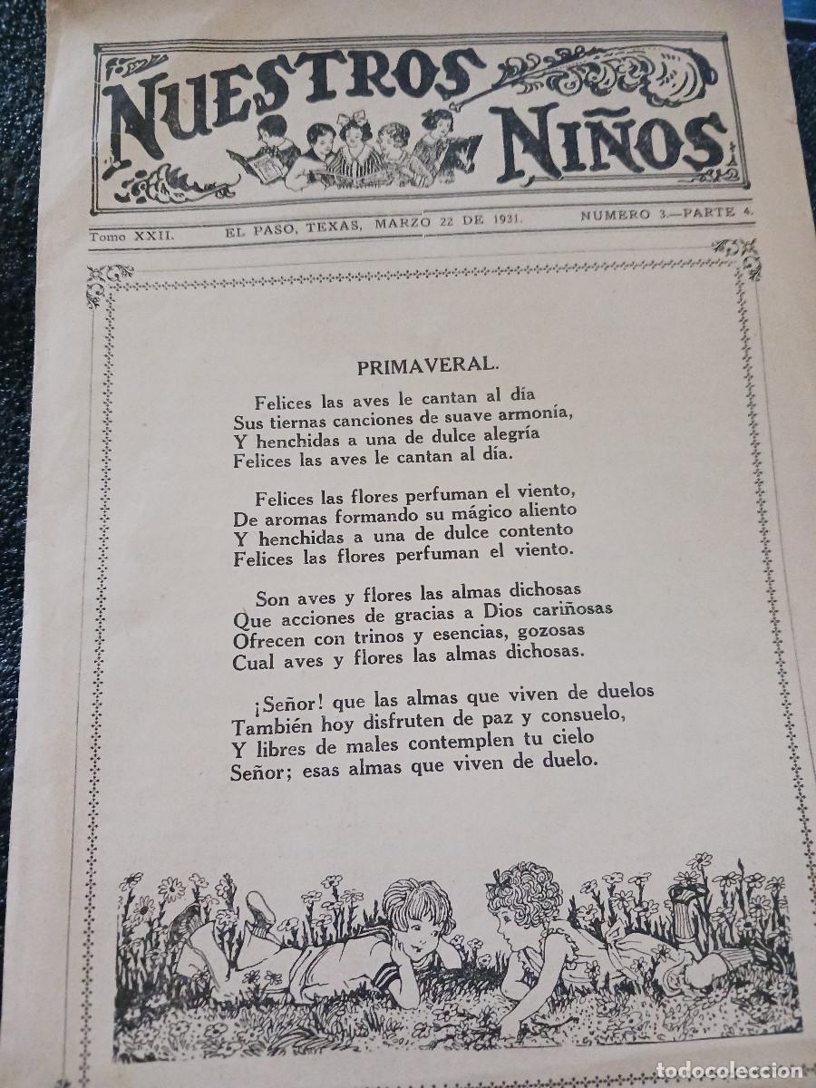 Coleccionismo: diptico, nuestros ni&ntilde;os, el paso, texas, 1931, casa bautista de publicaciones