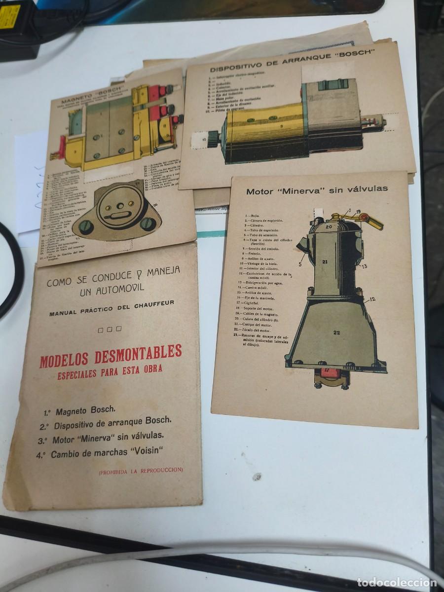 Coleccionismo: 3 LAMINAS DESMONTABLES. MANUAL PRACTICO DEL CHAUFFEUR MAGNETO BOSCH MOTOR MINERVA
