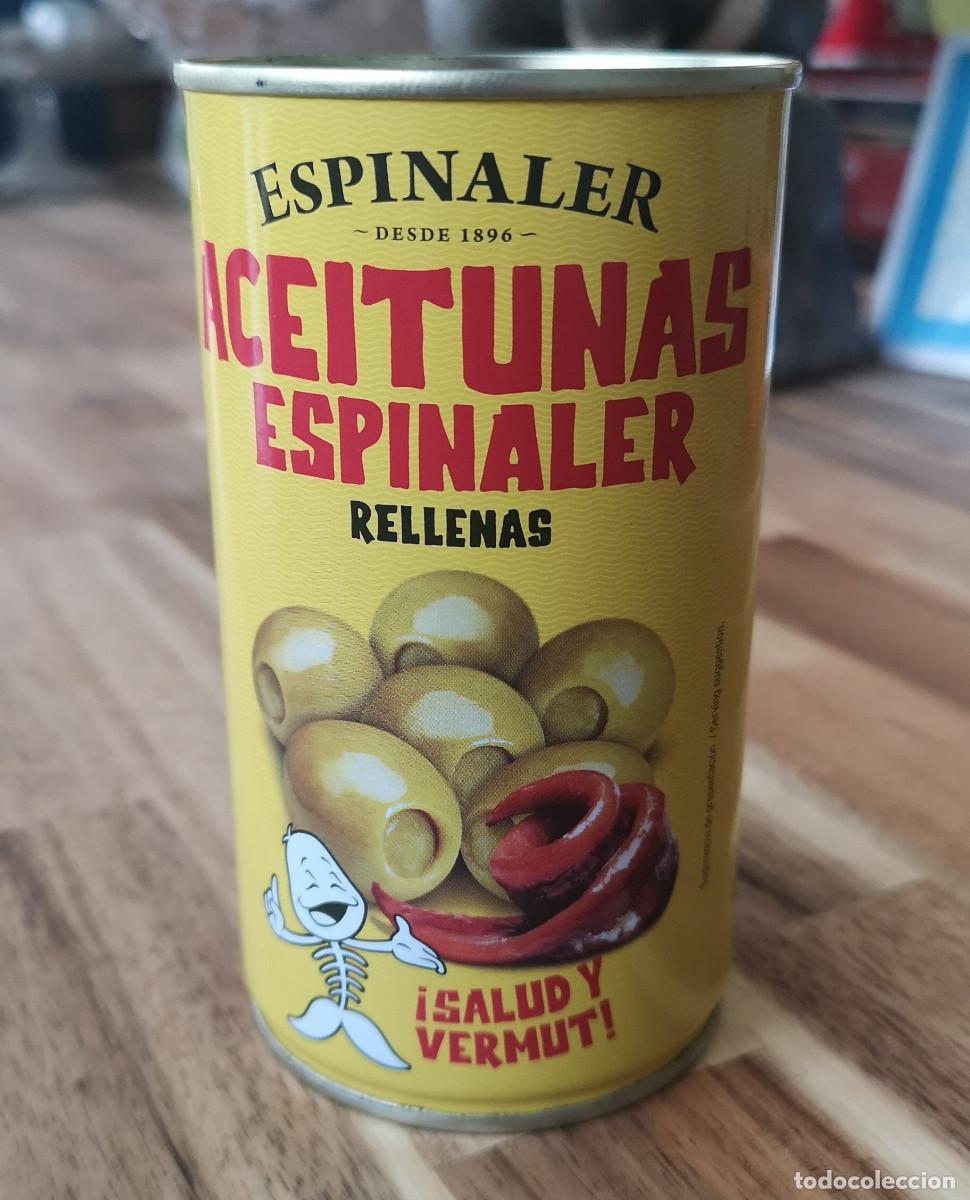 Coleccionismo: LATA VACIA - ACEITUNAS ESPINALER RELLENAS ( SALUD Y VERMUT )