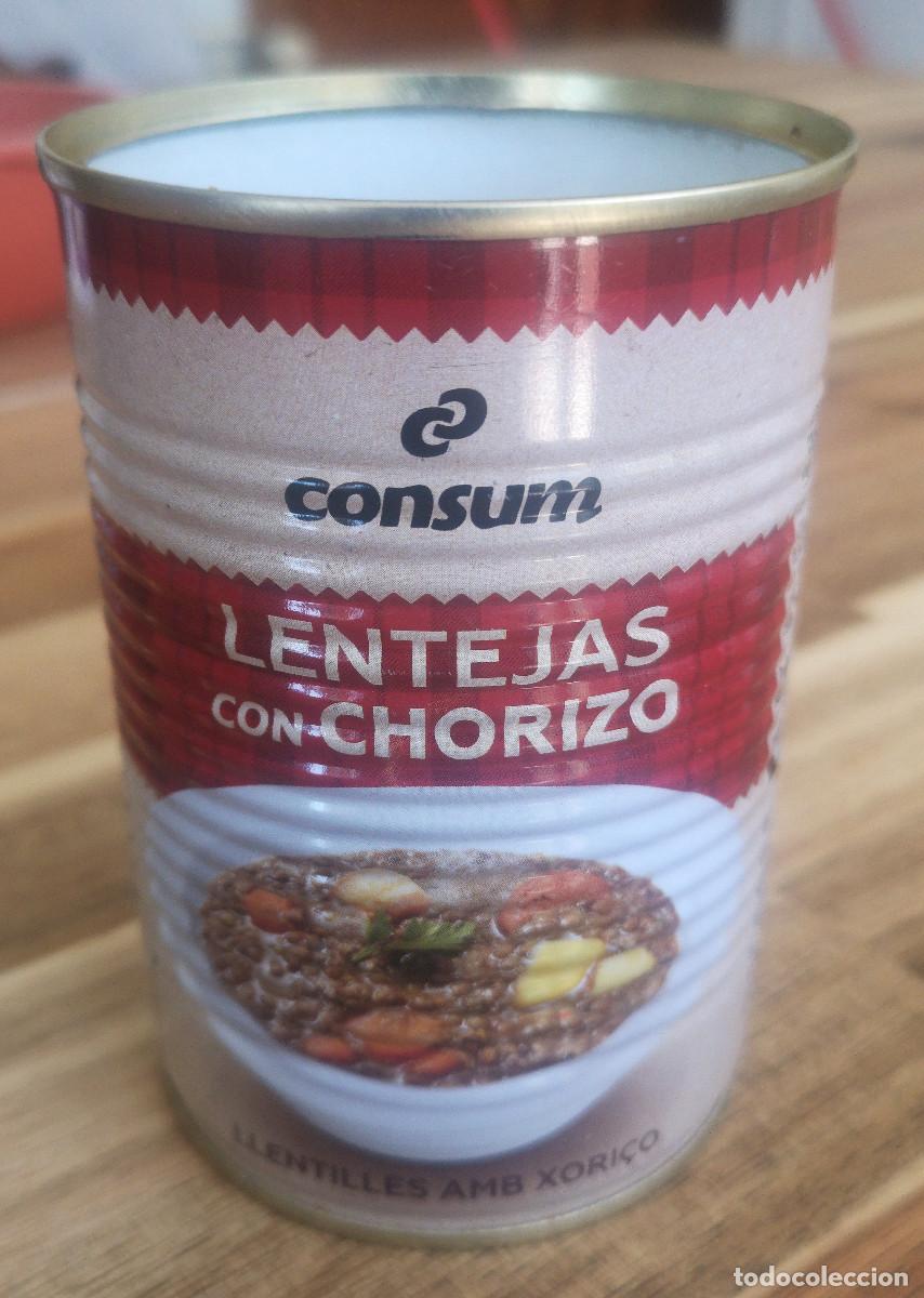 Coleccionismo: LATA VACIA - LENTEJAS CON CHORIZO, LLENTILLES AMB XORI&Ccedil;O ( SUPER - CONSUM )