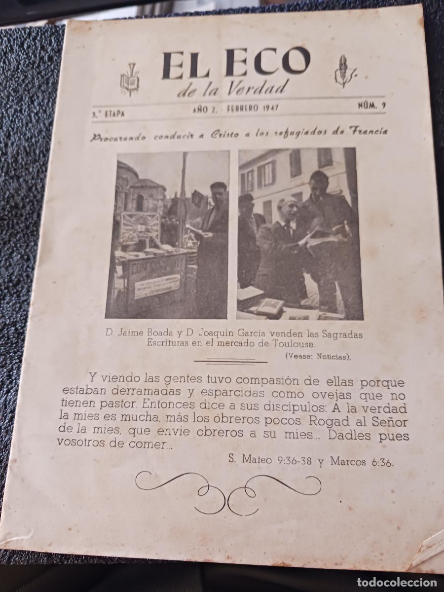Coleccionismo: EL ECO DE LA VERDAD, UNION EVANGELICA BAUTISTA ESPA&Ntilde;OLA, jaime boada en tolouse