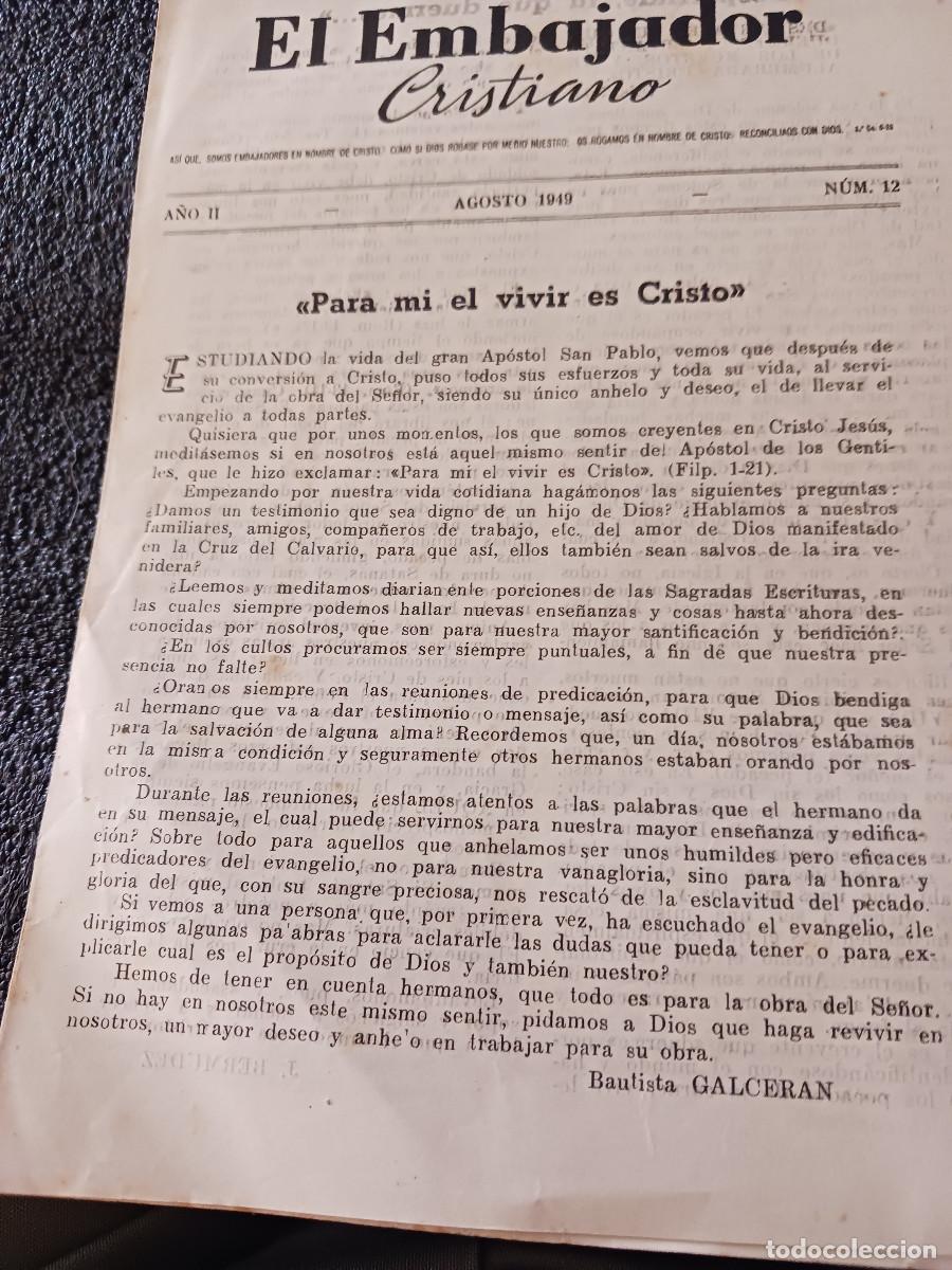 Coleccionismo: diptico religioso, el embajador cristiano, agosto 1949, n&ordm; 12