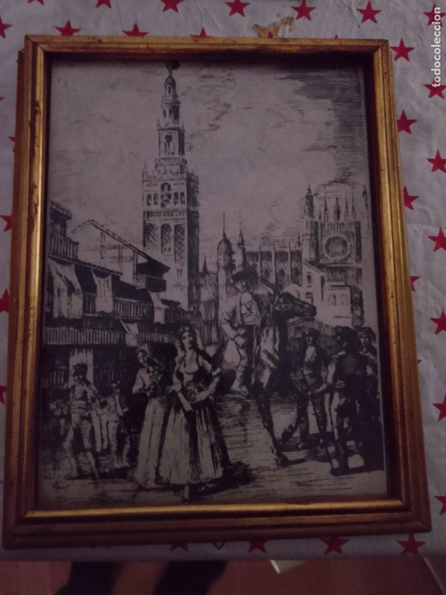 Coleccionismo: antiguo grabado rom&aacute;ntico del siglo XIX, titulado como &ldquo;Plaza Real y procesi&oacute;n del Corpus Christi