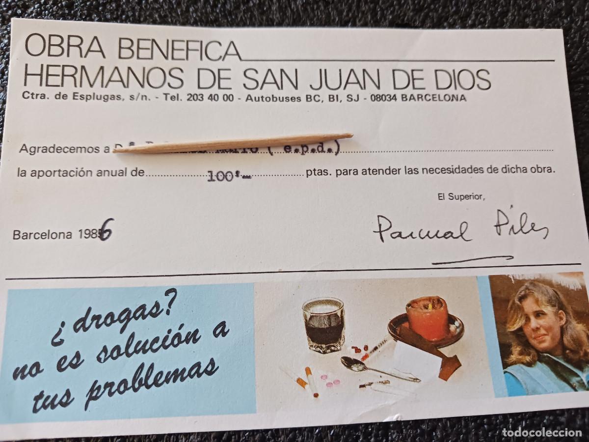 Coleccionismo: aportacion a la obra benefica de hnos. san juan de dios 1986