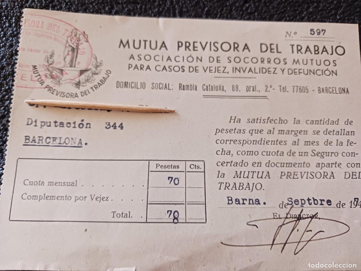 Coleccionismo: cuota a la mutua previsora del trabajo 1974