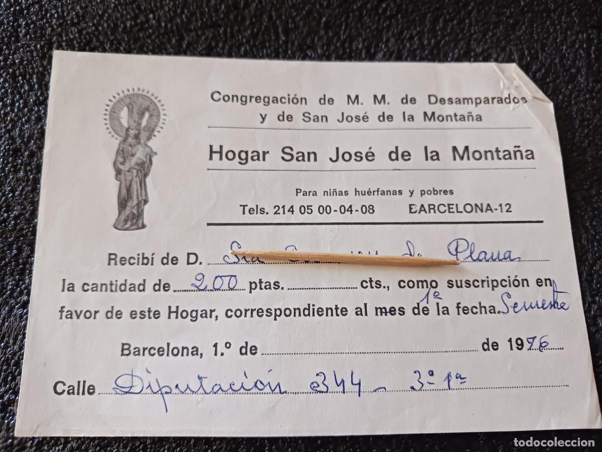 Coleccionismo: cuota semestral a la congregacion hogar san jose de la monta&ntilde;a 1976